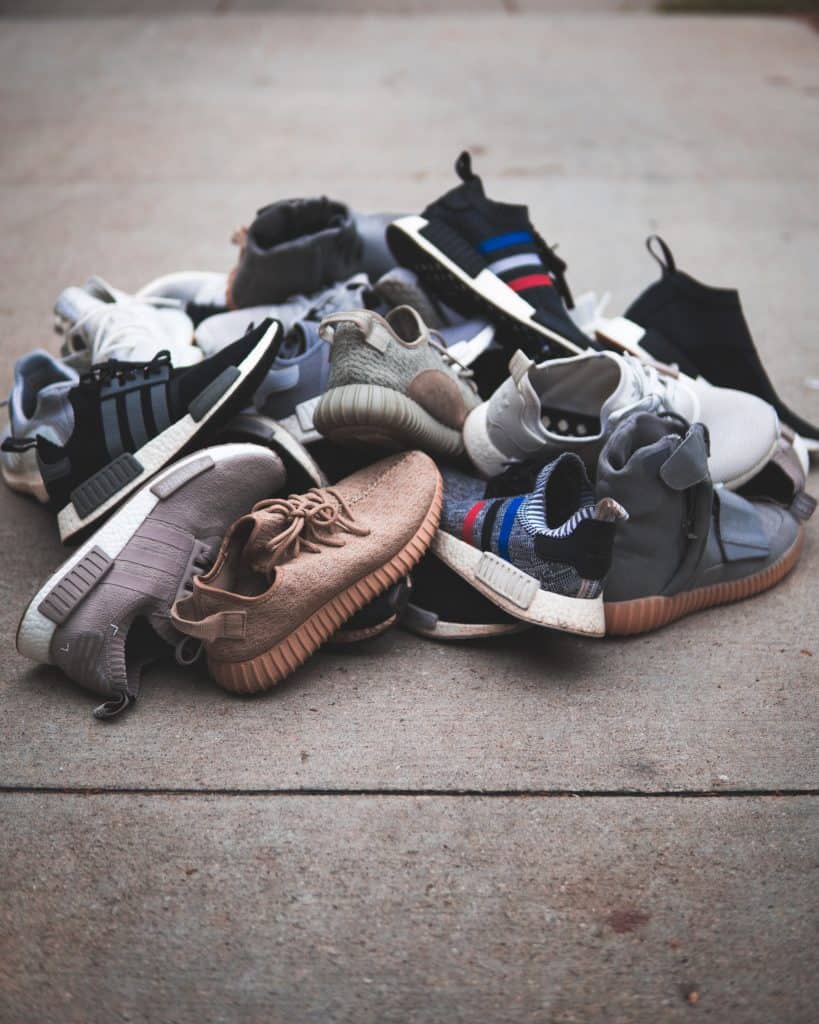 Making a Pile of Shoes is Step One of Decluttering Your Shoes.