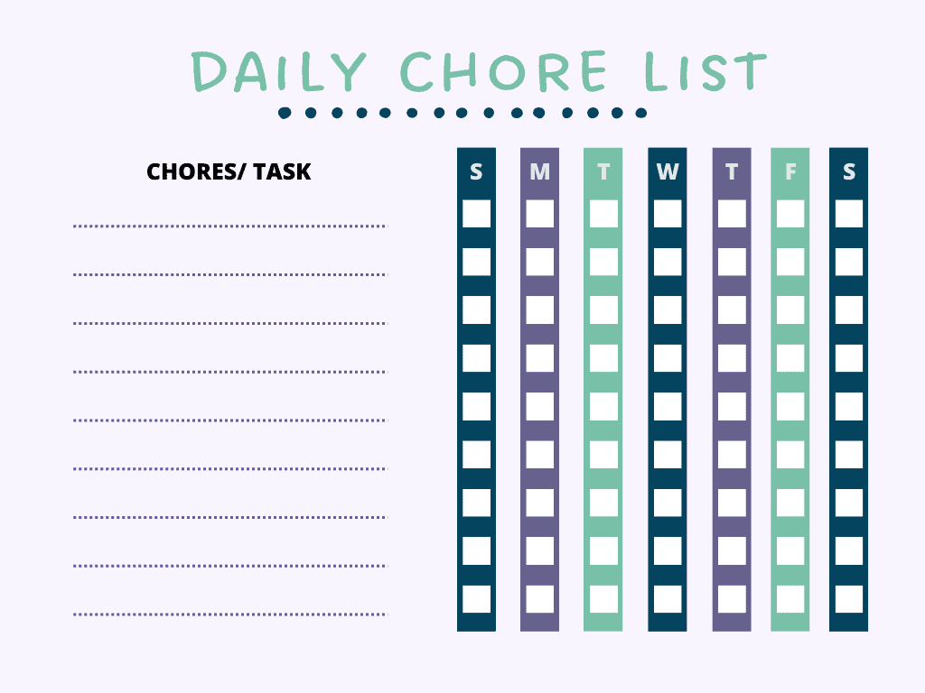 Download a chore list to keep your kids on task!